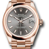 Rolex Everose Gold Datejust 31 Watch - Domed Bezel - Rhodium Index Dial - President Bracelet - 278245 dkrhip