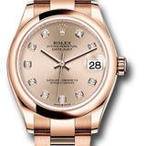 Rolex Everose Gold Datejust 31 Watch - Domed Bezel - Rose Diamond Dial - Oyster Bracelet - 278245 rsdo