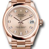 Rolex Everose Gold Datejust 31 Watch - Domed Bezel - Rose Diamond Dial - President Bracelet - 278245 rsdp