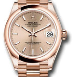 Rolex Everose Gold Datejust 31 Watch - Domed Bezel - Rose Index Dial - President Bracelet - 278245 rsip