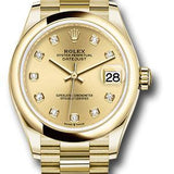 Rolex Yellow Gold Datejust 31 Watch - Domed Bezel - Champagne Diamond Dial - President Bracelet - 278248 chdp