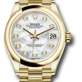 Rolex Yellow Gold Datejust 31 Watch - Domed Bezel - Mother-of-Pearl Diamond Dial - President Bracelet - 278248 mdp