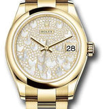 Rolex Yellow Gold Datejust 31 Watch - Domed Bezel - Paved Mother-of-Pearl Butterfly Dial - Oyster Bracelet - 278248 pmopbo