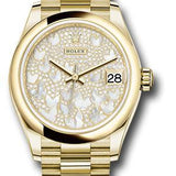 Rolex Yellow Gold Datejust 31 Watch - Domed Bezel - Paved Mother-of-Pearl Butterfly Dial - President Bracelet - 278248 pmopbp