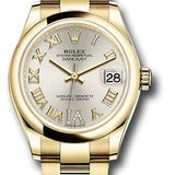 Rolex Yellow Gold Datejust 31 Watch - Domed Bezel - Silver Diamond Six Dial - Oyster Bracelet - 278248 sdr6o