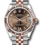 Rolex Steel and Everose Gold Datejust 31 Watch - Fluted Bezel - Dark Rhodium Diamond Roman VI Dial - Jubilee Bracelet - 278271 chodr6j