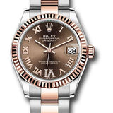 Rolex Steel and Everose Gold Datejust 31 Watch - Fluted Bezel - Dark Rhodium Diamond Roman VI Dial - Oyster Bracelet - 278271 chodr6o