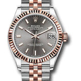 Rolex Steel and Everose Gold Datejust 31 Watch - Fluted Bezel - Dark Rhodium Index Dial - Jubilee Bracelet - 278271 dkrhij