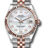 Rolex Steel and Everose Gold Datejust 31 Watch - Fluted Bezel - Silver Diamond Dial - Jubilee Bracelet - 278271 mdj