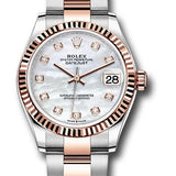 Rolex Steel and Everose Gold Datejust 31 Watch - Fluted Bezel - Silver Diamond Dial - Oyster Bracelet - 278271 mdo