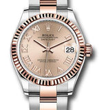 Rolex Steel and Everose Gold Datejust 31 Watch - Fluted Bezel - Dark Rhodium Index Dial - Oyster Bracelet - 278271 roro