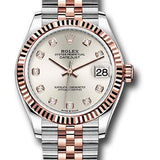 Rolex Steel and Everose Gold Datejust 31 Watch - Fluted Bezel - Rose Diamond Dial - Jubilee Bracelet - 278271 sdj