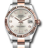 Rolex Steel and Everose Gold Datejust 31 Watch - Fluted Bezel - Rose Diamond Dial - Oyster Bracelet - 278271 sdo