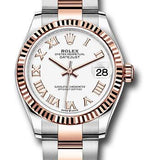 Rolex Steel and Everose Gold Datejust 31 Watch - Fluted Bezel - Rose Index Dial - Oyster Bracelet - 278271 wro