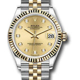 Rolex Steel and Yellow Gold Datejust 31 Watch - Fluted Bezel - Champagne Diamond Dial - Jubilee Bracelet - 278273 chdj