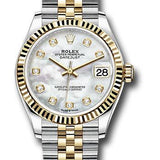 Rolex Steel and Yellow Gold Datejust 31 Watch - Fluted Bezel - Mother-of-Pearl Diamond Dial - Jubilee Bracelet - 278273 mdj