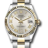 Rolex Steel and Yellow Gold Datejust 31 Watch - Fluted Bezel - Silver Diamond Roman Six Dial - Oyster Bracelet - 278273 sdr6o