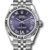 Rolex Steel and White Gold Datejust 31 Watch - Fluted Bezel - Aubergine Roman Diamond 6 Dial - Jubilee Bracelet - 278274 aubdr6j