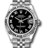 Rolex Steel and White Gold Datejust 31 Watch - Fluted Bezel - Black Roman Dial - Jubilee Bracelet - 278274 bkrj