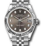 Rolex Steel and White Gold Datejust 31 Watch - Fluted Bezel - Dark Grey Diamond Dial - Jubilee Bracelet - 278274 dkgdj