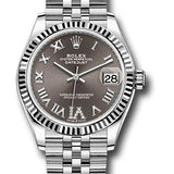 Rolex Steel and White Gold Datejust 31 Watch - Fluted Bezel - Dark Grey Roman Diamond 6 Dial - Jubilee Bracelet - 278274 dkgdr6j