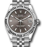 Rolex Steel and White Gold Datejust 31 Watch - Fluted Bezel - Dark Grey Index Dial - Jubilee Bracelet - 278274 dkgij