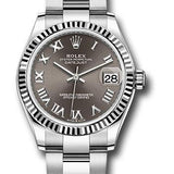 Rolex Steel and White Gold Datejust 31 Watch - Fluted Bezel - Dark Grey Roman Dial - Oyster Bracelet - 278274 dkgro