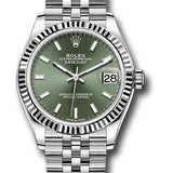 Rolex Steel and White Gold Datejust 31 Watch - Fluted Bezel - Mint Green Index Dial - Jubilee Bracelet - 278274 mgij