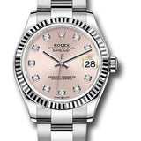 Rolex Steel and White Gold Datejust 31 Watch - Fluted Bezel - Pink Diamond Dial - Oyster Bracelet - 278274 pdo