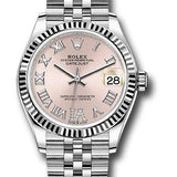 Rolex Steel and White Gold Datejust 31 Watch - Fluted Bezel - Pink Roman Diamond 6 Dial - Jubilee Bracelet - 278274 pdr6j