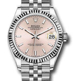 Rolex Steel and White Gold Datejust 31 Watch - Fluted Bezel - Pink Index Dial - Jubilee Bracelet - 278274 pij