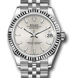 Rolex Steel and White Gold Datejust 31 Watch - Fluted Bezel - Silver Index Dial - Jubilee Bracelet - 278274 sij