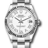 Rolex Steel and White Gold Datejust 31 Watch - Fluted Bezel - White Roman Dial - Oyster Bracelet - 278274 wro