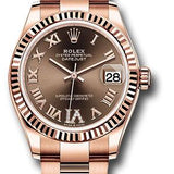 Rolex Everose Gold Datejust 31 Watch - Fluted Bezel - Chocolate Diamond Six Dial - Oyster Bracelet - 278275 chodr6o