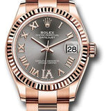 Rolex Everose Gold Datejust 31 Watch - Fluted Bezel - Rhodium Diamond Six Dial - Oyster Bracelet - 278275 dkrhdr6o