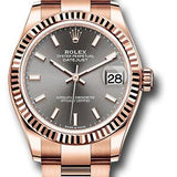 Rolex Everose Gold Datejust 31 Watch - Fluted Bezel - Rhodium Index Dial - Oyster Bracelet - 278275 dkrhio