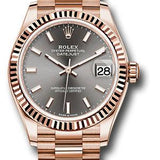 Rolex Everose Gold Datejust 31 Watch - Fluted Bezel - Rhodium Index Dial - President Bracelet - 278275 dkrhip