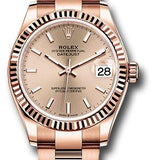 Rolex Everose Gold Datejust 31 Watch - Fluted Bezel - Rose Index Dial - Oyster Bracelet - 278275 rsio