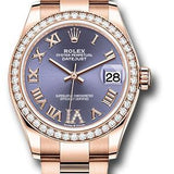 Rolex Everose Gold Datejust 31 Watch - Diamond Bezel - Aubergine Diamond Six Dial - Oyster Bracelet - 278285RBR aubdr6o