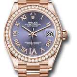 Rolex Everose Gold Datejust 31 Watch - Diamond Bezel - Aubergine Diamond Six Dial - President Bracelet - 278285RBR aubdr6p