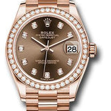 Rolex Everose Gold Datejust 31 Watch - Diamond Bezel - Chocolate Diamond Dial - President Bracelet - 278285RBR chodp