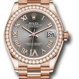 Rolex Everose Gold Datejust 31 Watch - Diamond Bezel - Rhodium Diamond Six Dial - President Bracelet - 278285RBR dkrhdr6p