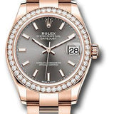 Rolex Everose Gold Datejust 31 Watch - Diamond Bezel - Rhodium Index Dial - Oyster Bracelet - 278285RBR dkrhio