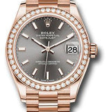 Rolex Everose Gold Datejust 31 Watch - Diamond Bezel - Rhodium Index Dial - President Bracelet - 278285RBR dkrhip