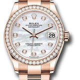 Rolex Everose Gold Datejust 31 Watch - Diamond Bezel - Silver Diamond Dial - Oyster Bracelet - 278285RBR mdo