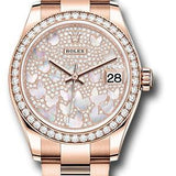 Rolex Everose Gold Datejust 31 Watch - Diamond Bezel - Diamond Paved Butterfly Dial - Oyster Bracelet - 278285RBR pmopbo