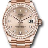 Rolex Everose Gold Datejust 31 Watch - Diamond Bezel - Rose Diamond Dial - President Bracelet - 278285RBR rsdp