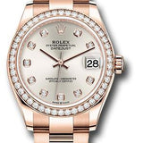 Rolex Everose Gold Datejust 31 Watch - Diamond Bezel - Silver Diamond Dial - Oyster Bracelet - 278285RBR sdo