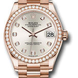 Rolex Everose Gold Datejust 31 Watch - Diamond Bezel - Silver Diamond Dial - President Bracelet - 278285RBR sdp