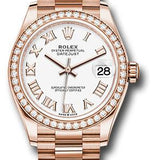 Rolex Everose Gold Datejust 31 Watch - Diamond Bezel - White Roman Dial - President Bracelet - 278285RBR wrp